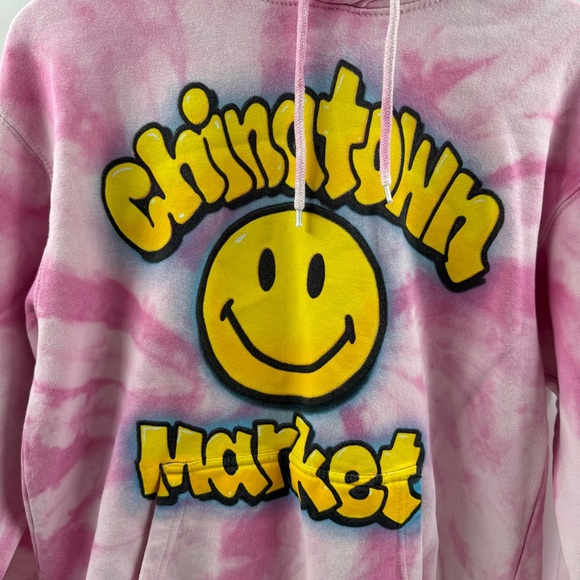 Chinatown Market Smiley Originals Pink & White Tie-Dye Hoodie – Size Small - Picture 4 of 8